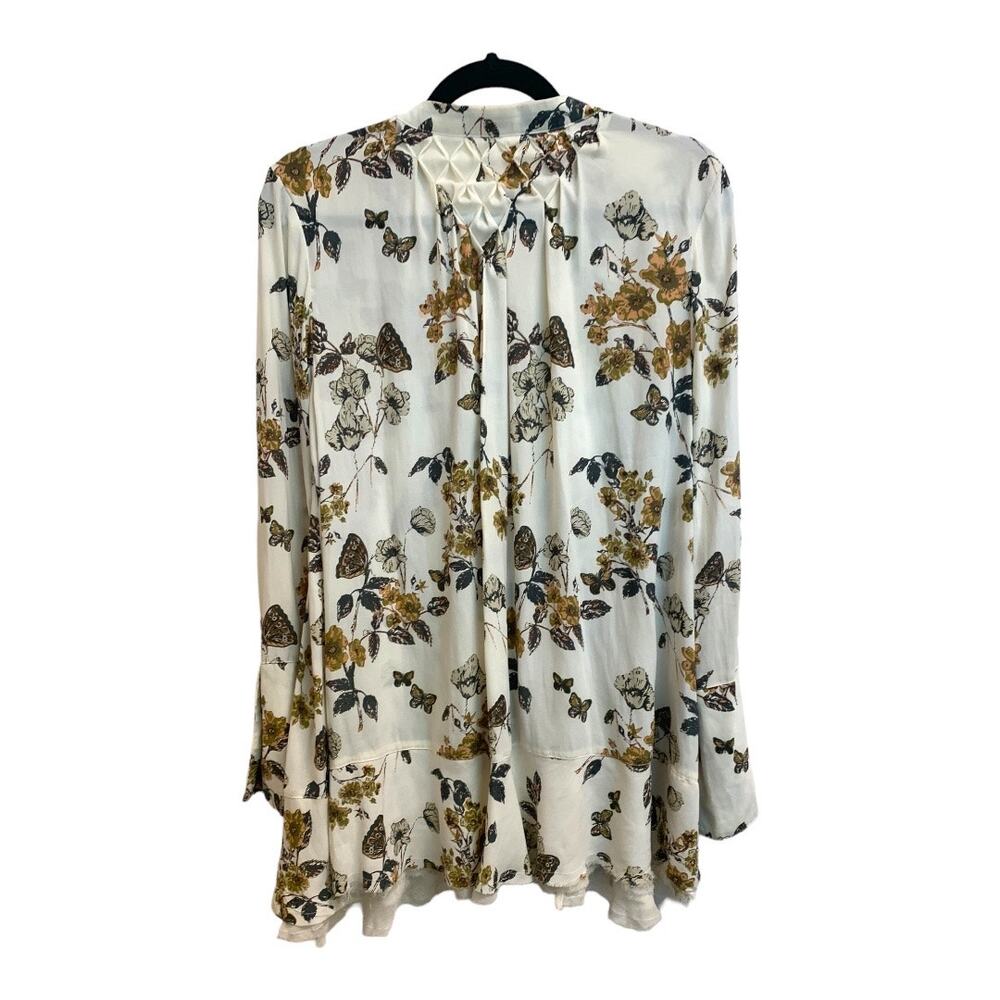 Free People Pebble Crepe So Fine Boho‎ Flowy Raw Hem Top Blouse Tunic Sz M - Picture 5 of 15